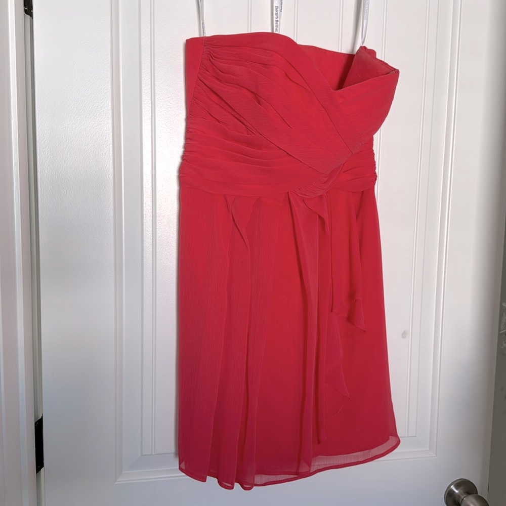 David’s Bridal strapless bridesmaid dress